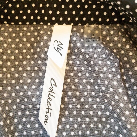 My Collection Black White Polka Dot Sleeveless Blouse XL | Button Front Stretch - Picture 3 of 4